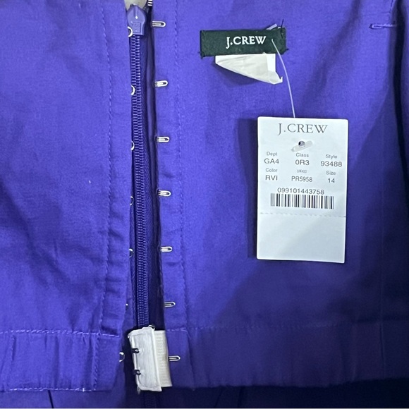 NWT J. Crew Classic Strapless Cotton Cady Cocktail Party Dress Size 14 Purple - Picture 4 of 14